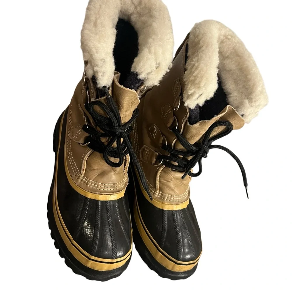 SOREL Caribou Waterproof Sherpa Wool Heavy Snow Winter Duck Boots unisex M7 W9